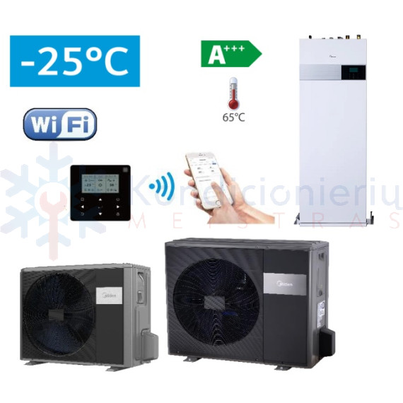 MHA-V4W/D2N8-B2 HBT-A100/190CDS90GN8-B Midea M-Thermal Arctic 4.25/4.50 kW oras-vanduo šilumos siurblys su integruota vandens talpa