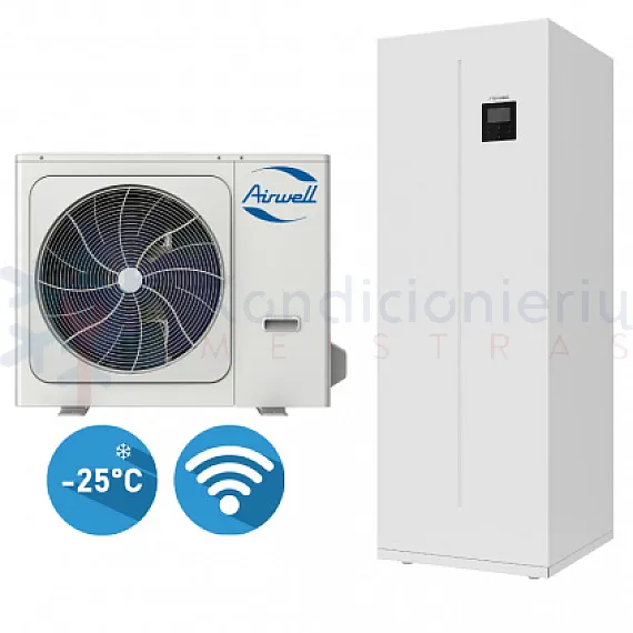 Airwell Wellea WT ODMA-160T-09M22-25 AW-YHPSA12-H93 12 kW oras-vanduo šilumos siurblys su integruotu boileriu