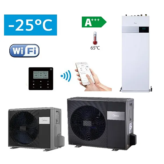 MHA-V10W/D2N8-B2 HBT-A100/190CDS90GN8-B Midea M-Thermal Arctic 10.0/10.0 kW oras-vanduo šilumos siurblys su integruota vandens talpa