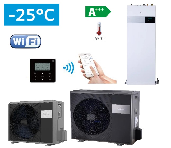 MHA-V4W/D2N8-B2 HBT-A100/190CDS90GN8-B Midea M-Thermal Arctic 4.25/4.50 kW oras-vanduo šilumos siurblys su integruota vandens talpa